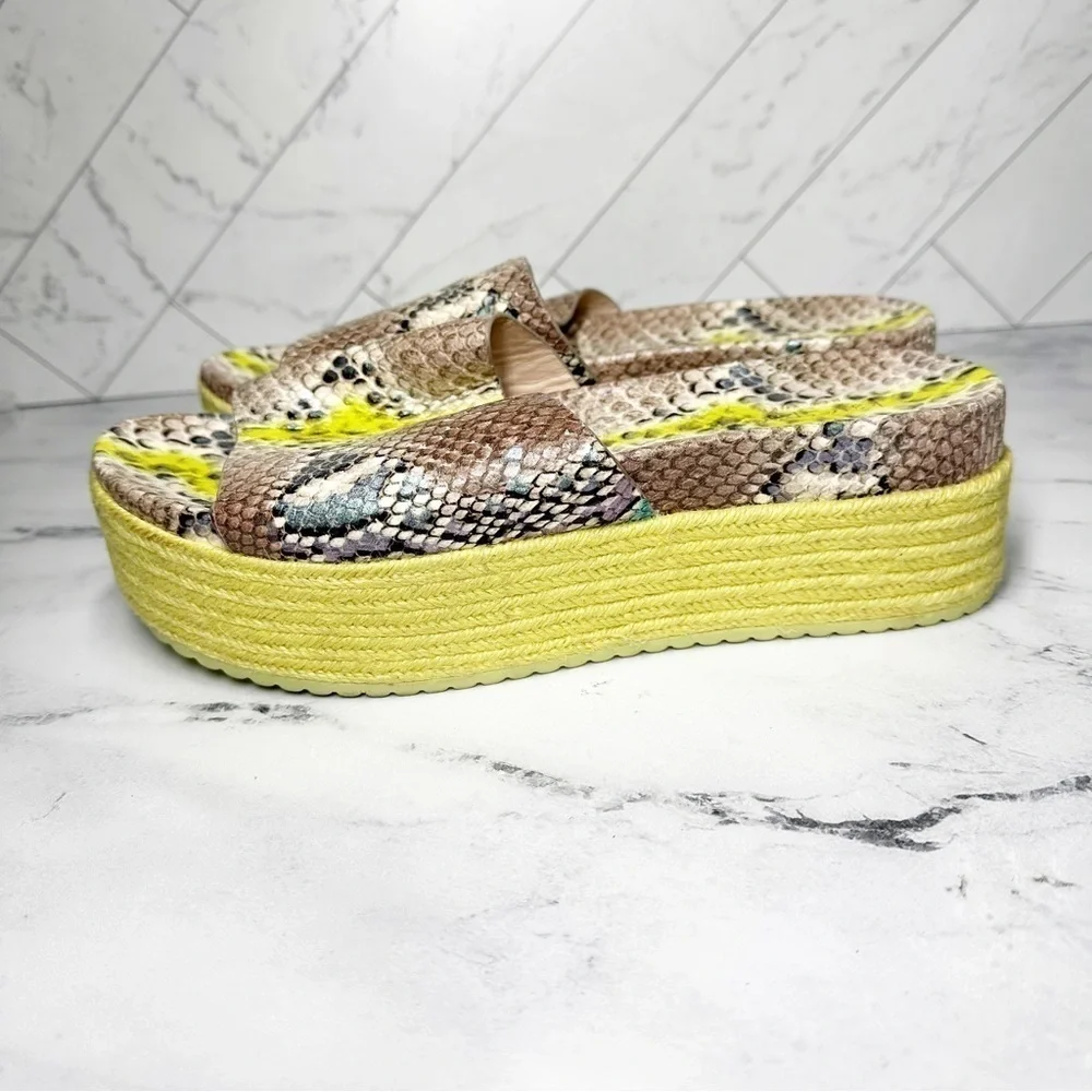 Kate Spade Zia Platform Leather Espadrille Snake Print Size 9 B